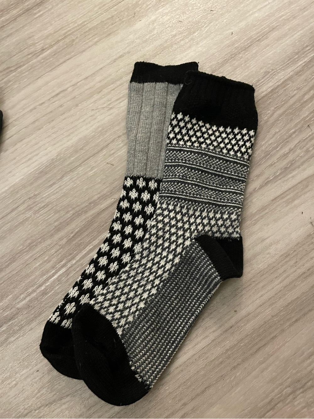 Grey and black wool socks